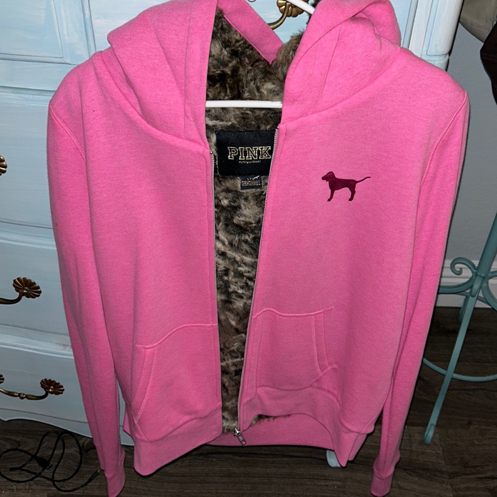 PINK heavy faux fur jacket